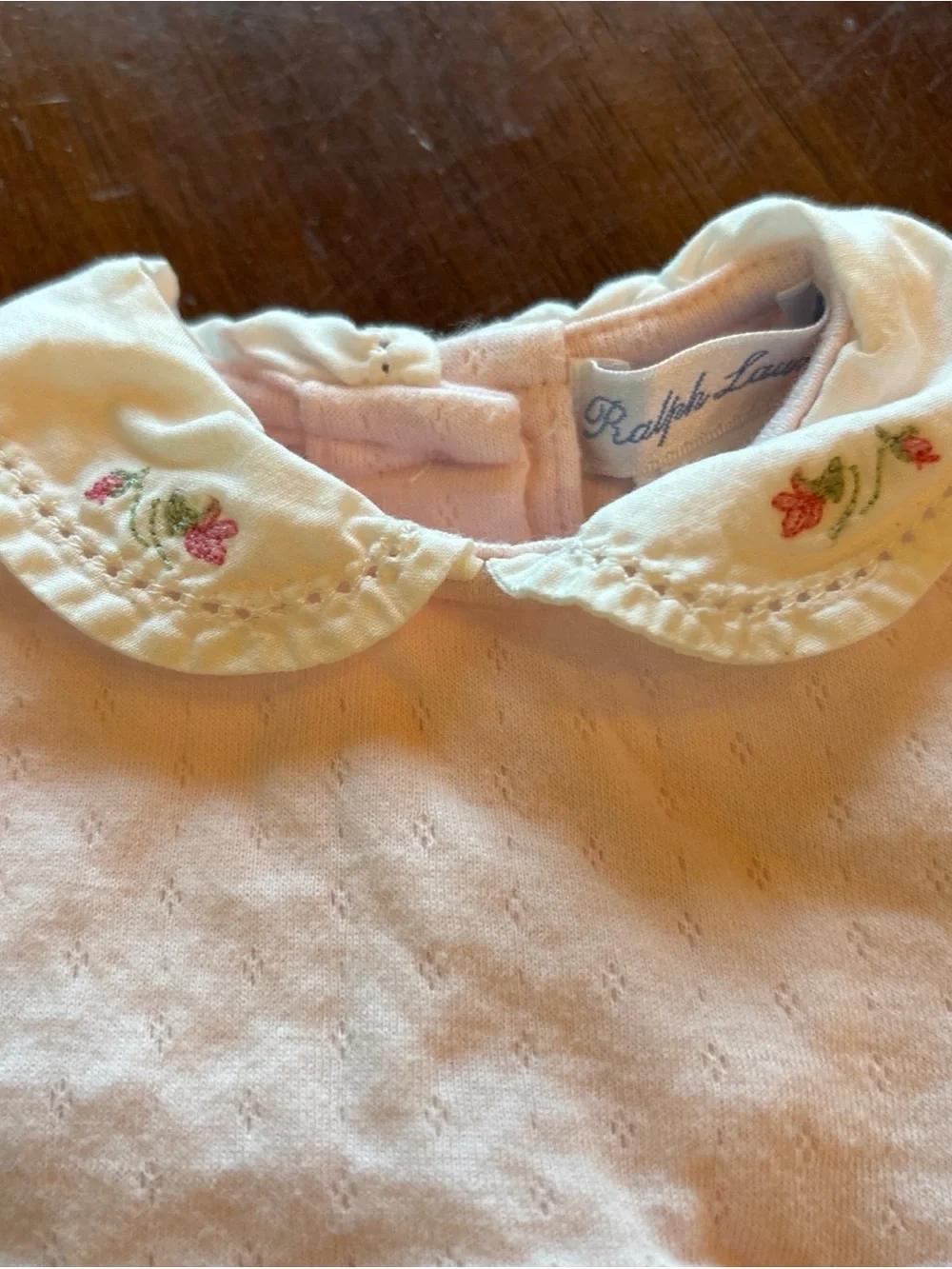 Ralph Lauren Pink Baby Dress with Embroidered Collar